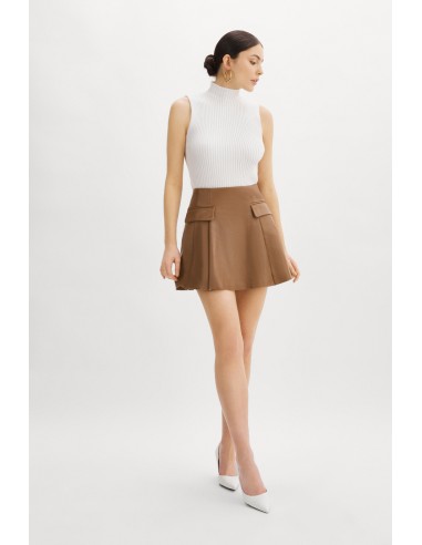 RHONDA | Leather Pleated Mini Skirt acheter