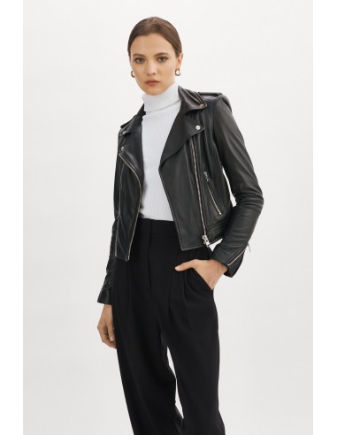 DONNA | Veste Moto Signature En Cuir Noir la chaussure