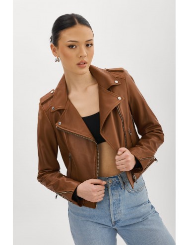 DONNA | Veste moto signature en cuir paiement sécurisé