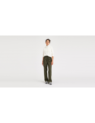 Women's Straight Fit Original Pleated High Wide Khaki Pants acheter