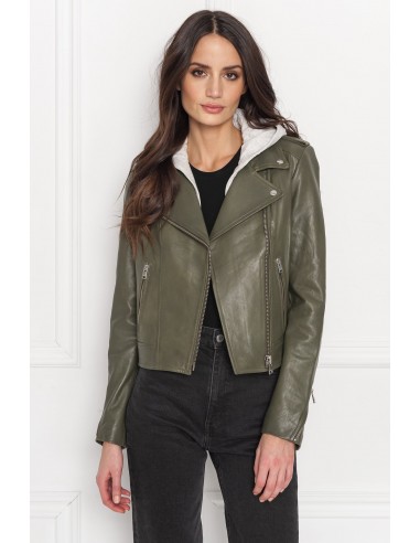 HOLY | Leather Biker Jacket with Removable Hood de la marque