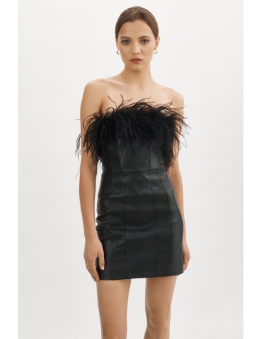 JACINDA | Leather Bustier Dress pas cheres