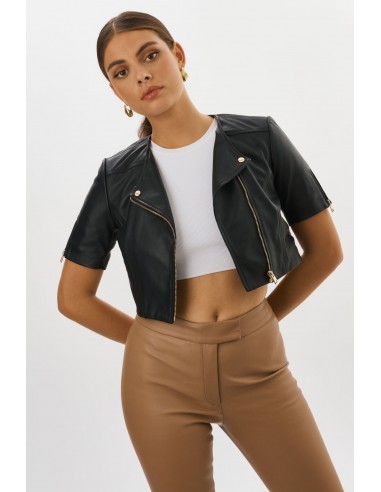 KIRSI GOLD | Cropped Biker Jacket en stock