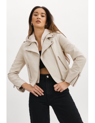 HOLY | Leather Biker Jacket with Removable Hood suggérées chez