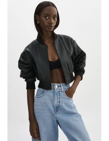 EVELIN | Faux Leather Cropped Bomber shop