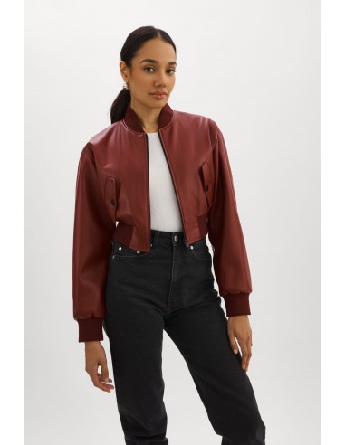 EVELIN | Faux Leather Cropped Bomber shop