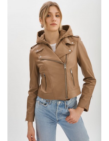 HOLY | Leather Biker Jacket with Removable Hood en linge