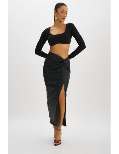 EILEEN | Faux Leather  Maxi Skirt pas chere