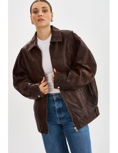 THEIA | Leather Bomber Jacket pas chere