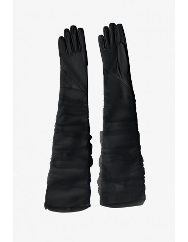 MARILYN | Faux Leather And Tulle Gloves En savoir plus