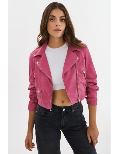 JANIKA | Cropped Leather Biker Jacket 50-70% off 