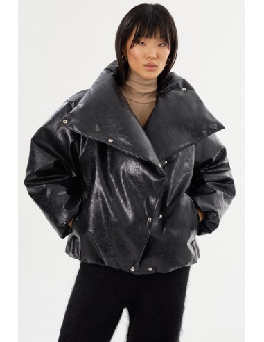 RONNIE | Faux Leather Puffer Jacket paiement sécurisé